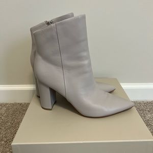 Gray Leather Booties